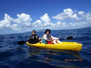 外洋までカヤッキング～海の色が違います♪